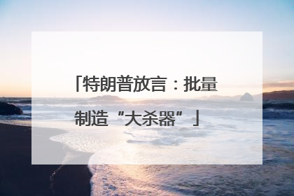 特朗普放言：批量制造“大杀器”